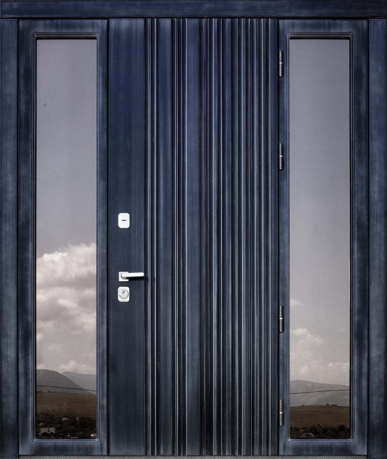 Входная дверь для частного дома MARCO  STF (симметричные остекленные фрамуги)